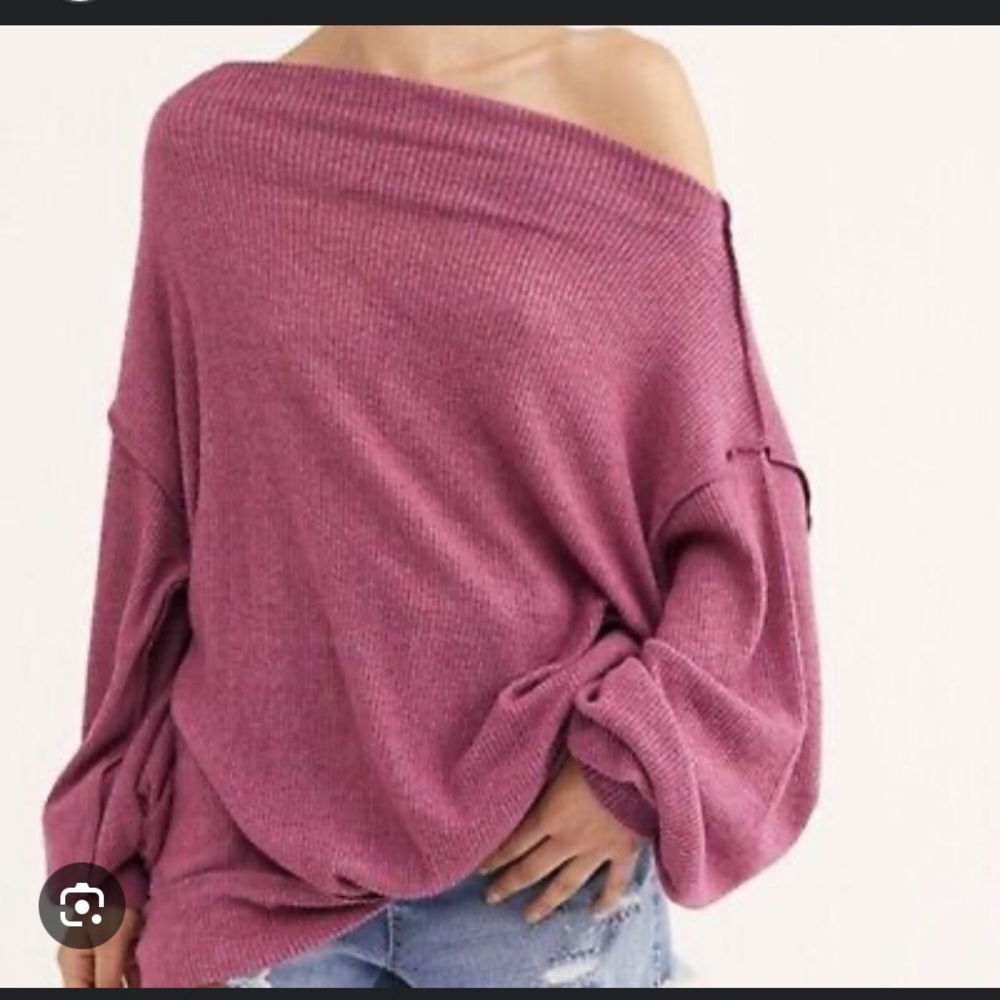 Free people off shoulder sweater in black xs